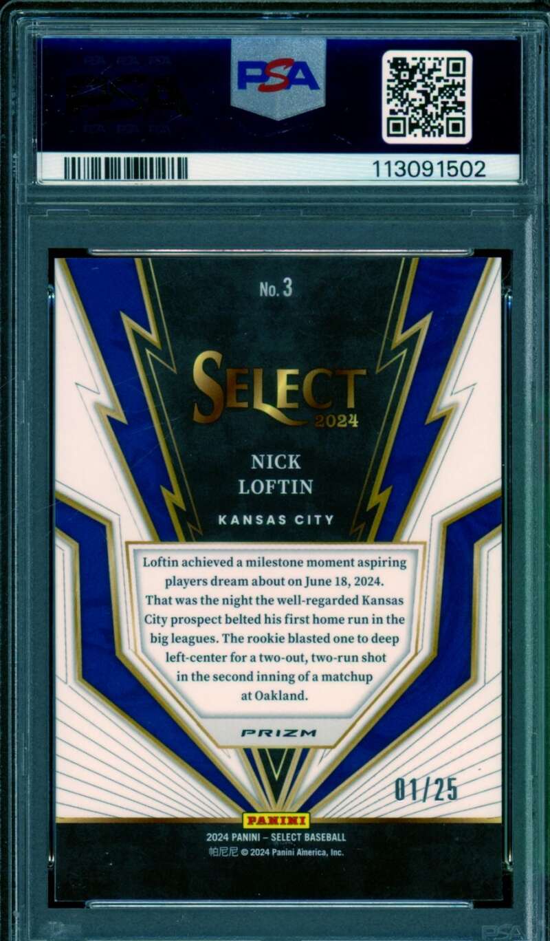 Nick Loftin Card 2024 Select Turbocharged Tie Dye Prizm (1/10) (pop 1) #3 PSA 10 Image 2