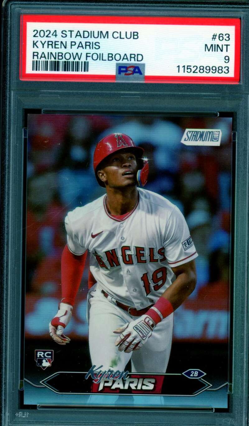 Kyren Paris Rookie 2024 Stadium Club Rainbow Foilboard (18/25) (pop 1) #63 PSA 9 Image 1