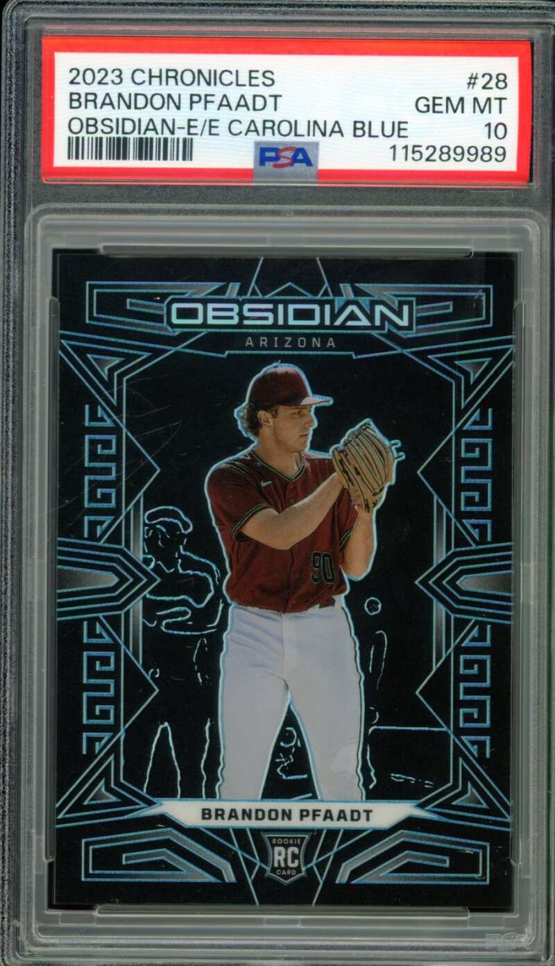 Brandon Pfaadt Rookie Card 2023 Chronicles Obsidian-E/E Carolina Blue #28 PSA 10 Image 1