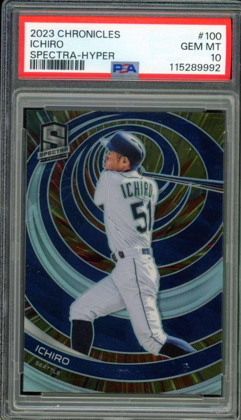 Ichiro Suzuki Card 2023 Chronicles Spectra-Hyper (13/50) (pop 1) #100 PSA 10 Image 1