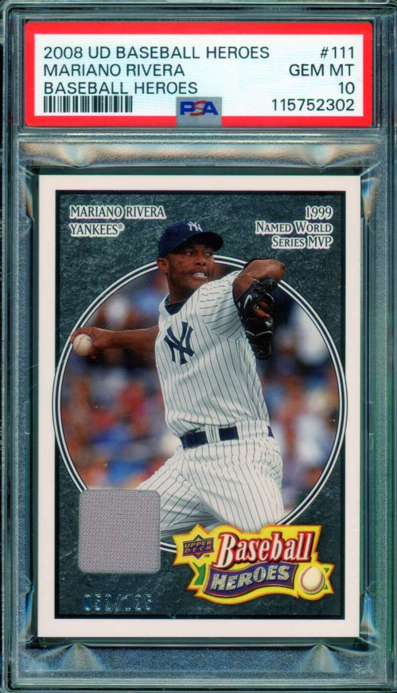 Mariano Rivera Card 2008 Upper Deck Baseball Heroes (52/125) (pop 1) #111 PSA 10 Image 1