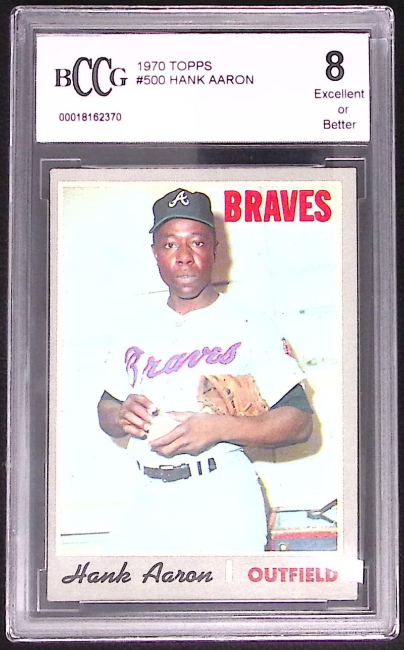 1970 Topps #500 Hank Aaron Card BGS BCCG 8 Excellent+ Image 1