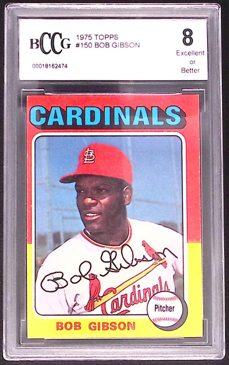 1975 Topps #150 Bob Gibson Card BGS BCCG 8 Excellent+ Image 1
