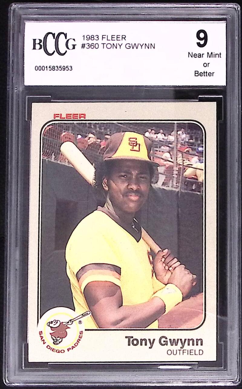 1983 Fleer #360 Tony Gwynn Rookie Card BGS BCCG 9 Near Mint+ Image 1