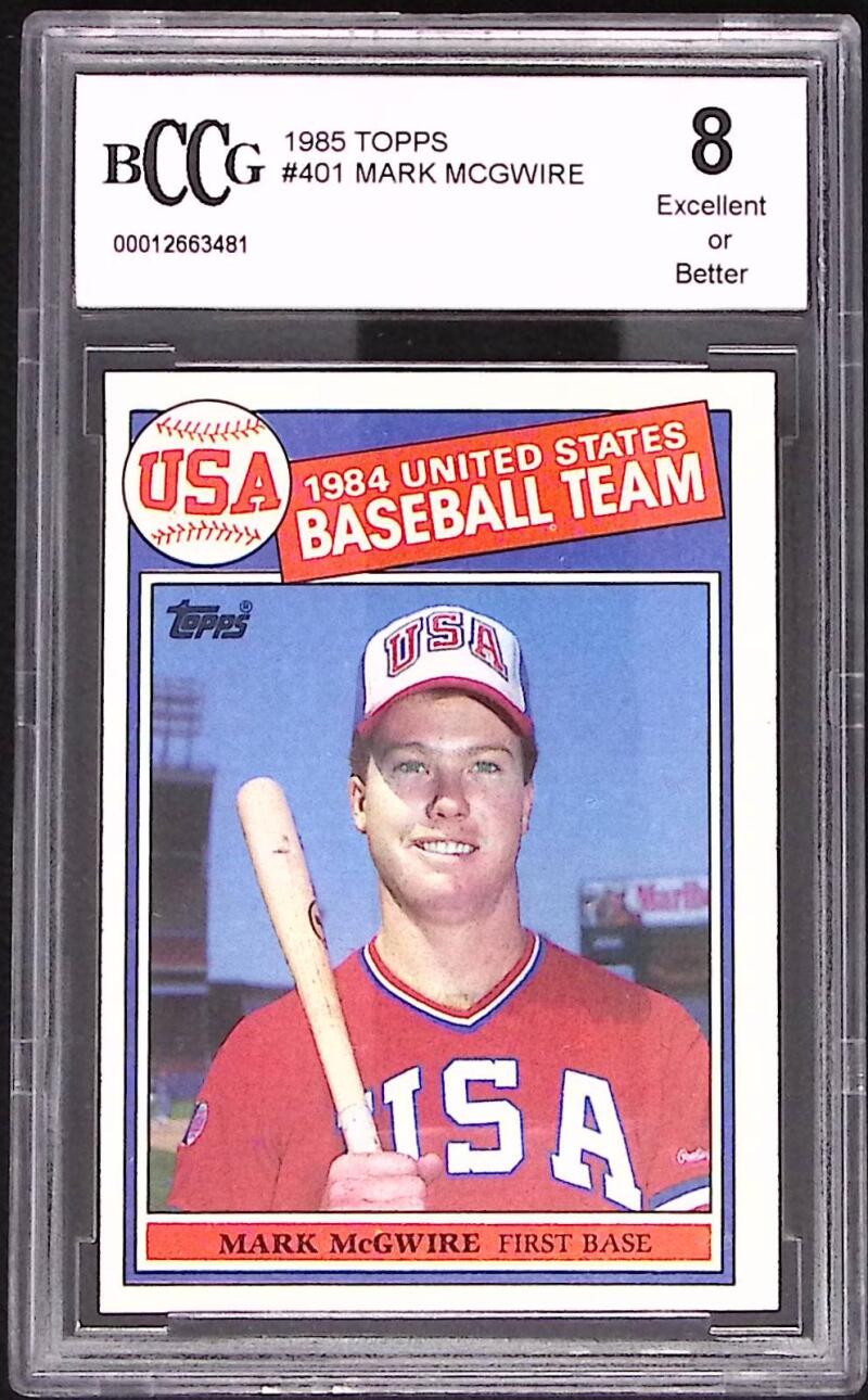 1985 Topps #401 Mark McGwire Rookie Card BGS BCCG 8 Excellent+ Image 1