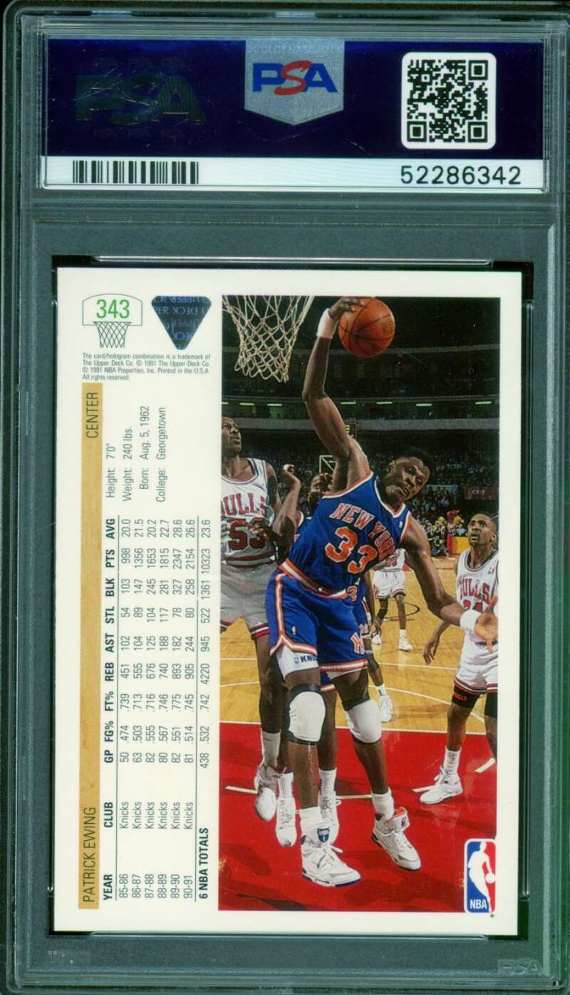 Patrick Ewing Card 1991-92 Upper Deck #343 PSA 10 Image 2
