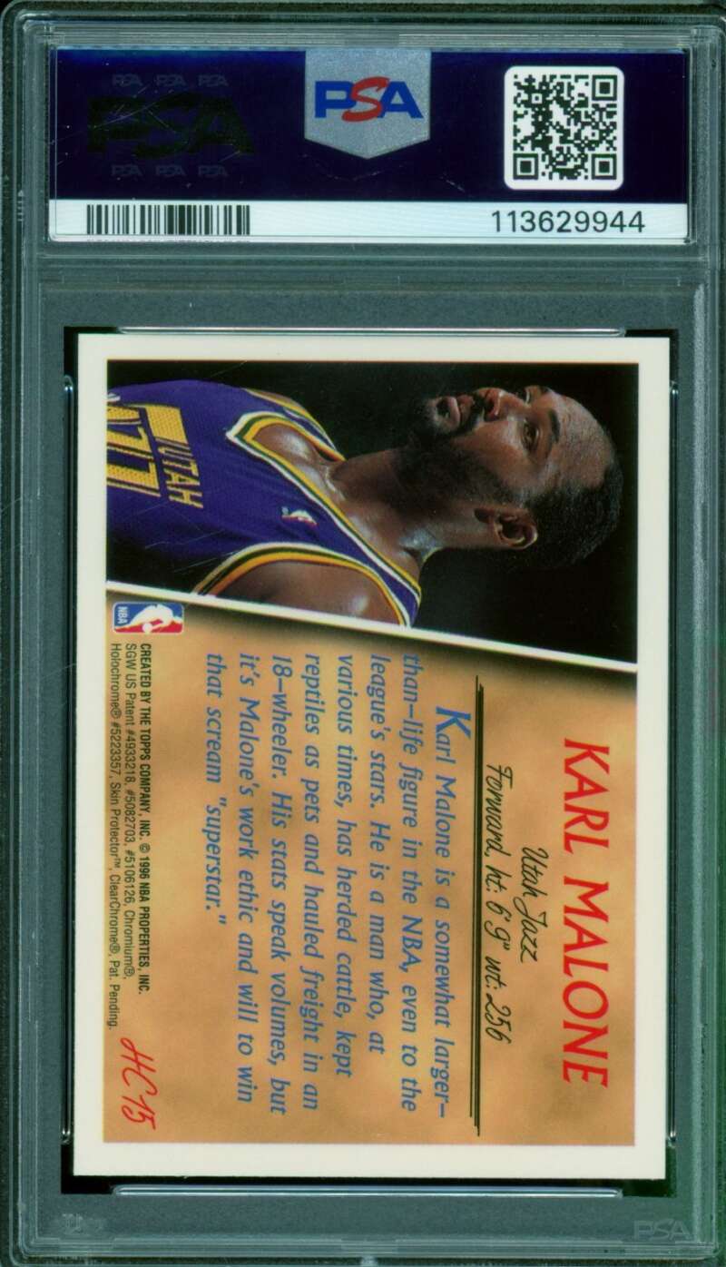 Karl Malone Card 1996-97 Topps Holding Court Refractor #HC15 PSA 8 Image 2