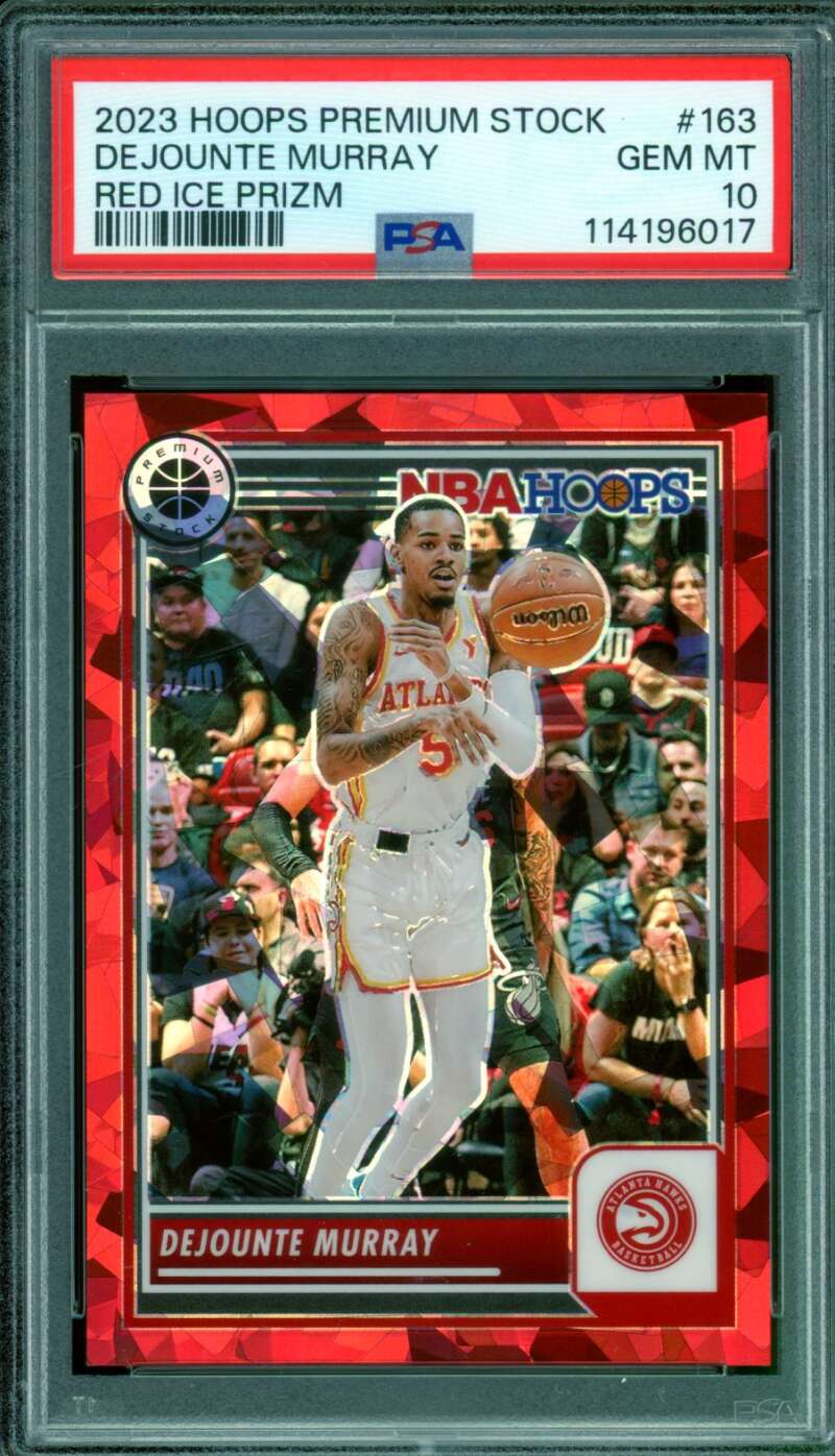 Dejounte Murray 2023-24 Hoops Premium Stock Red Ice Prizm (pop 1) #163 PSA 10 Image 1