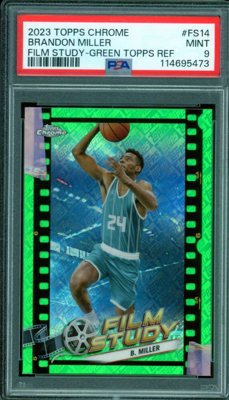 Brandon Miller Rookie 2023-24 Topps Chrome Film Study Green Topps Ref #14 PSA 9 Image 1