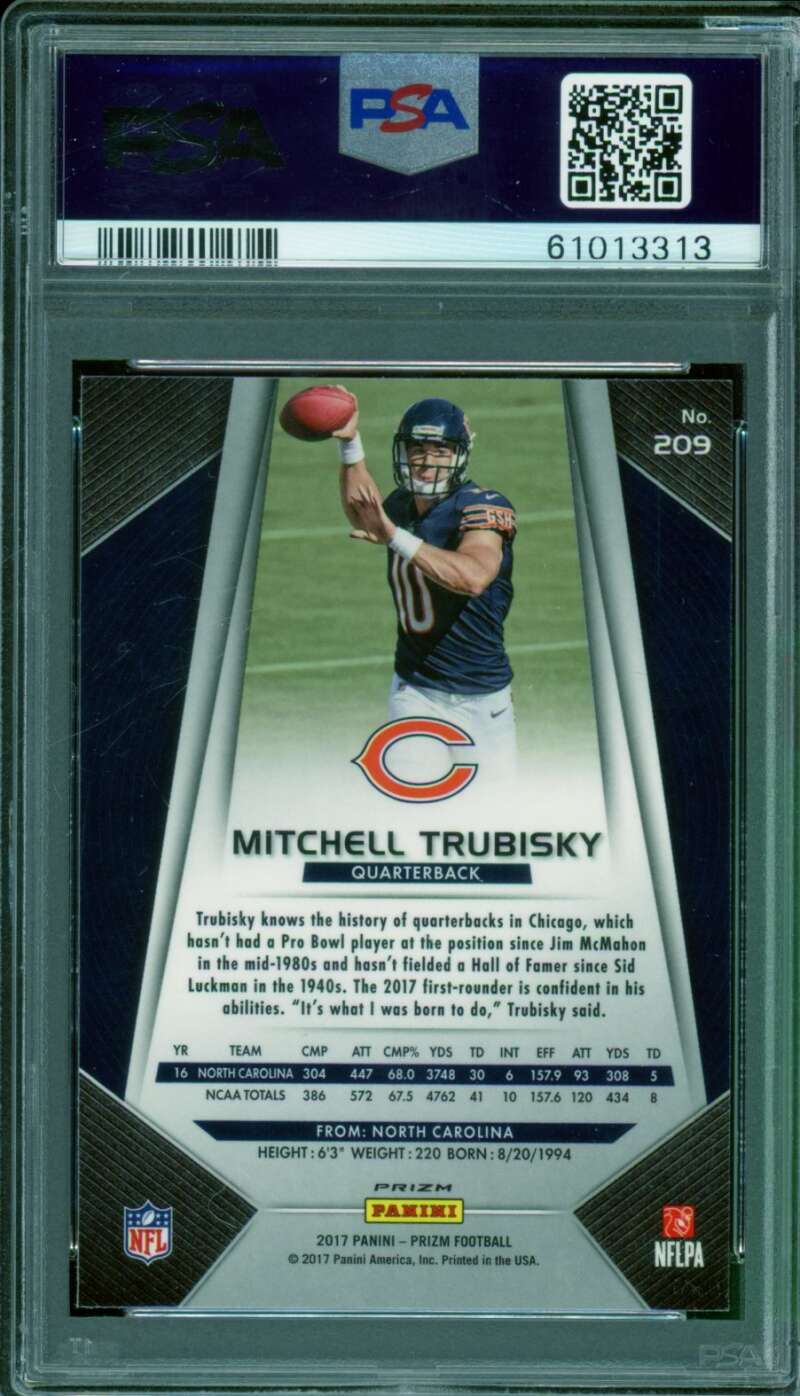 Mitchell Trubisky Rookie Card 2017 Panini Prizm Prizms #209 PSA 9 Image 2