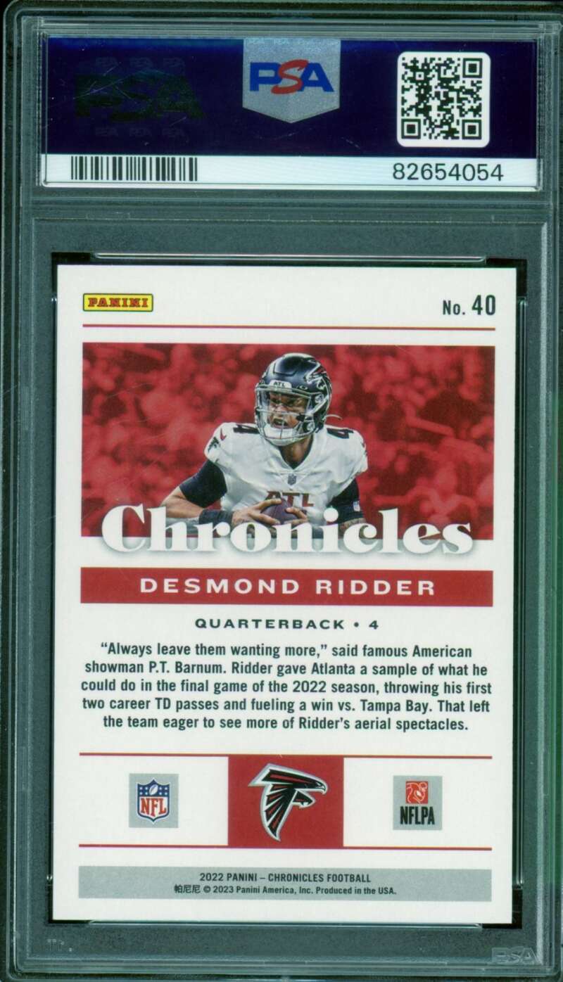 Desmond Ridder Rookie Card 2022 Chronicles Red (pop 3) #40 PSA 10 Image 2