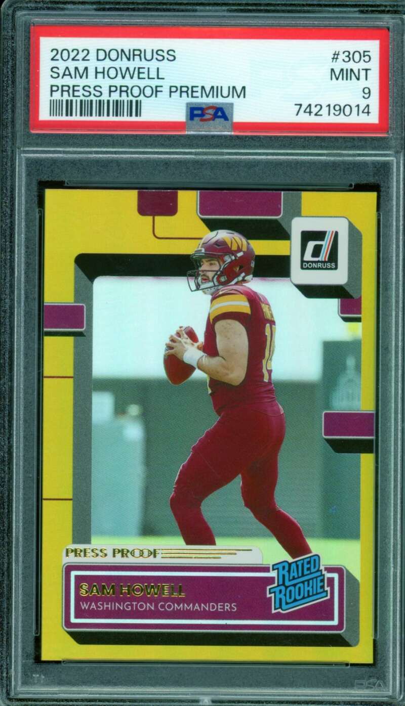 Sam Howell Rookie Card 2022 Donruss Press Proof Premium #305 PSA 9 Image 1