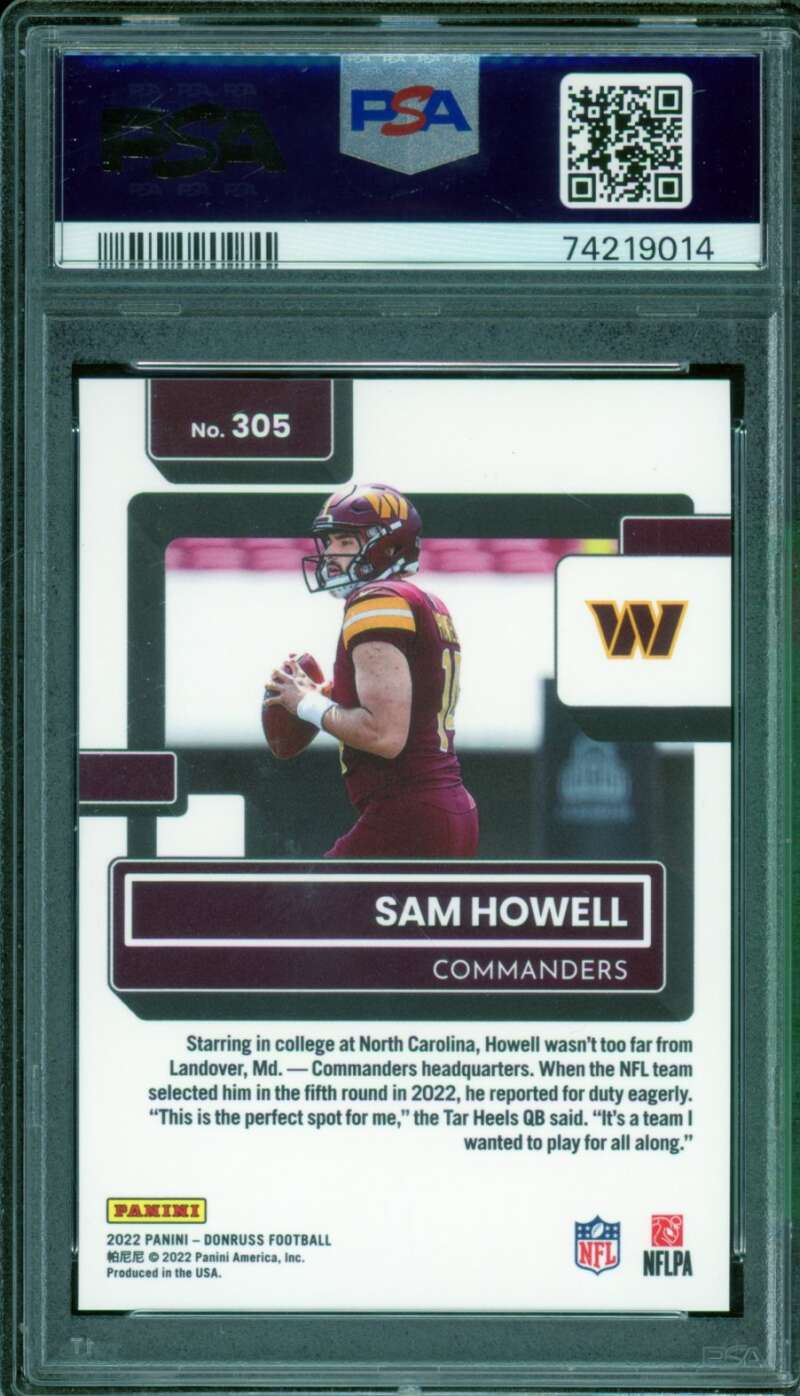 Sam Howell Rookie Card 2022 Donruss Press Proof Premium #305 PSA 9 Image 2