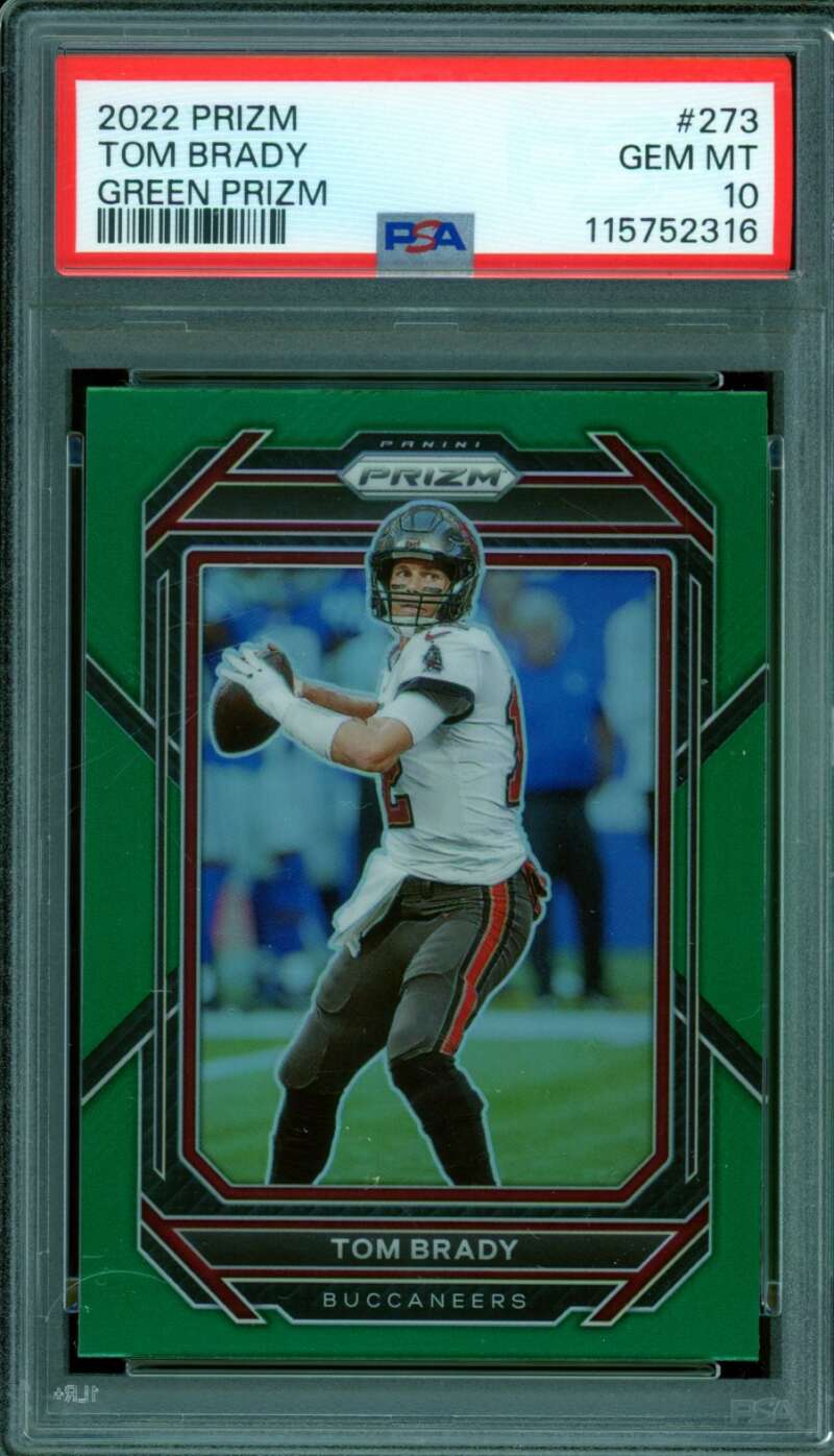 Tom Brady Card 2022 Prizm Green Prizms #273 PSA 10 Image 1