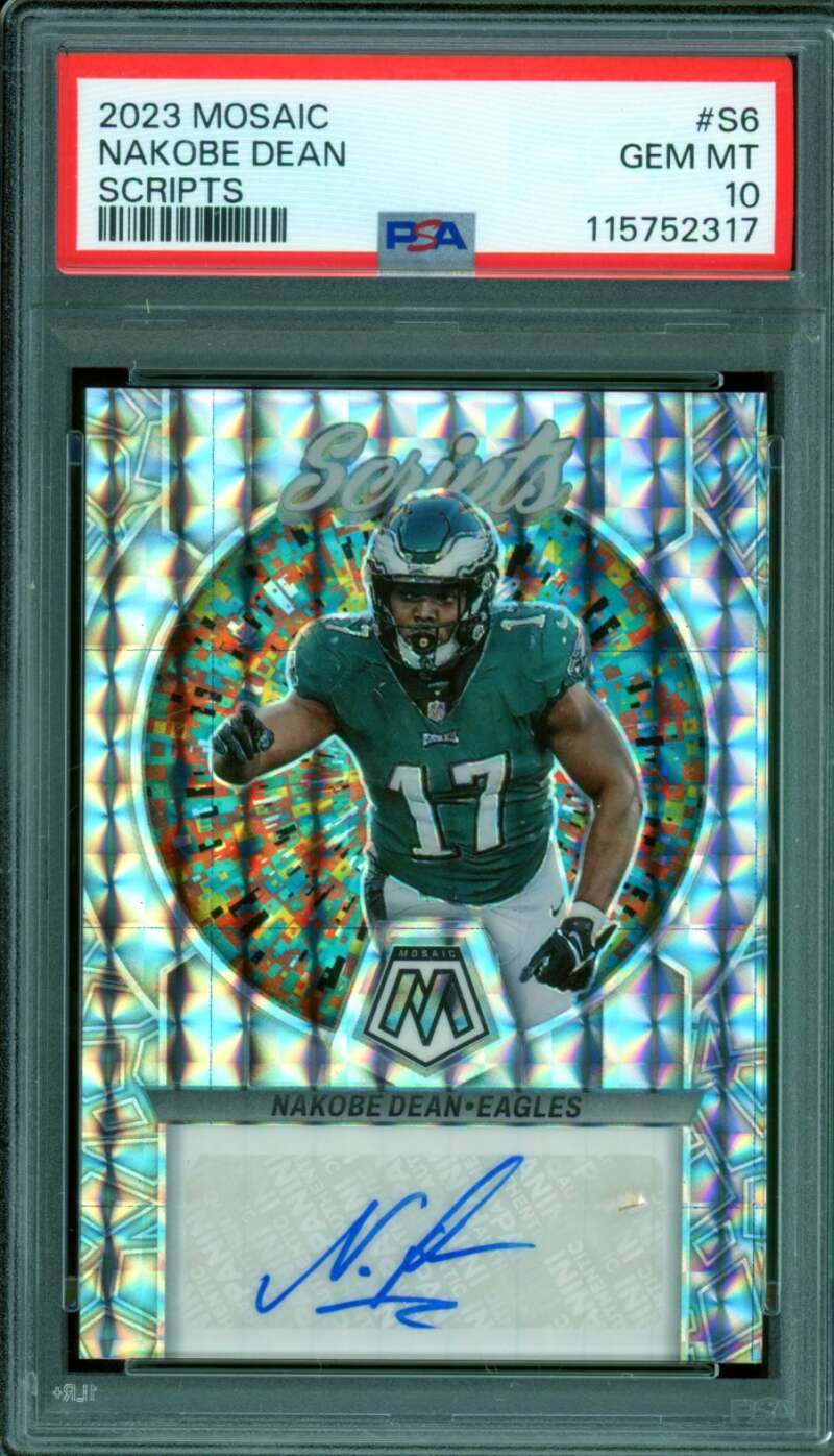 Nakobe Dean Card 2023 Mosaic Scripts (pop 9) #S6 PSA 10 Image 1