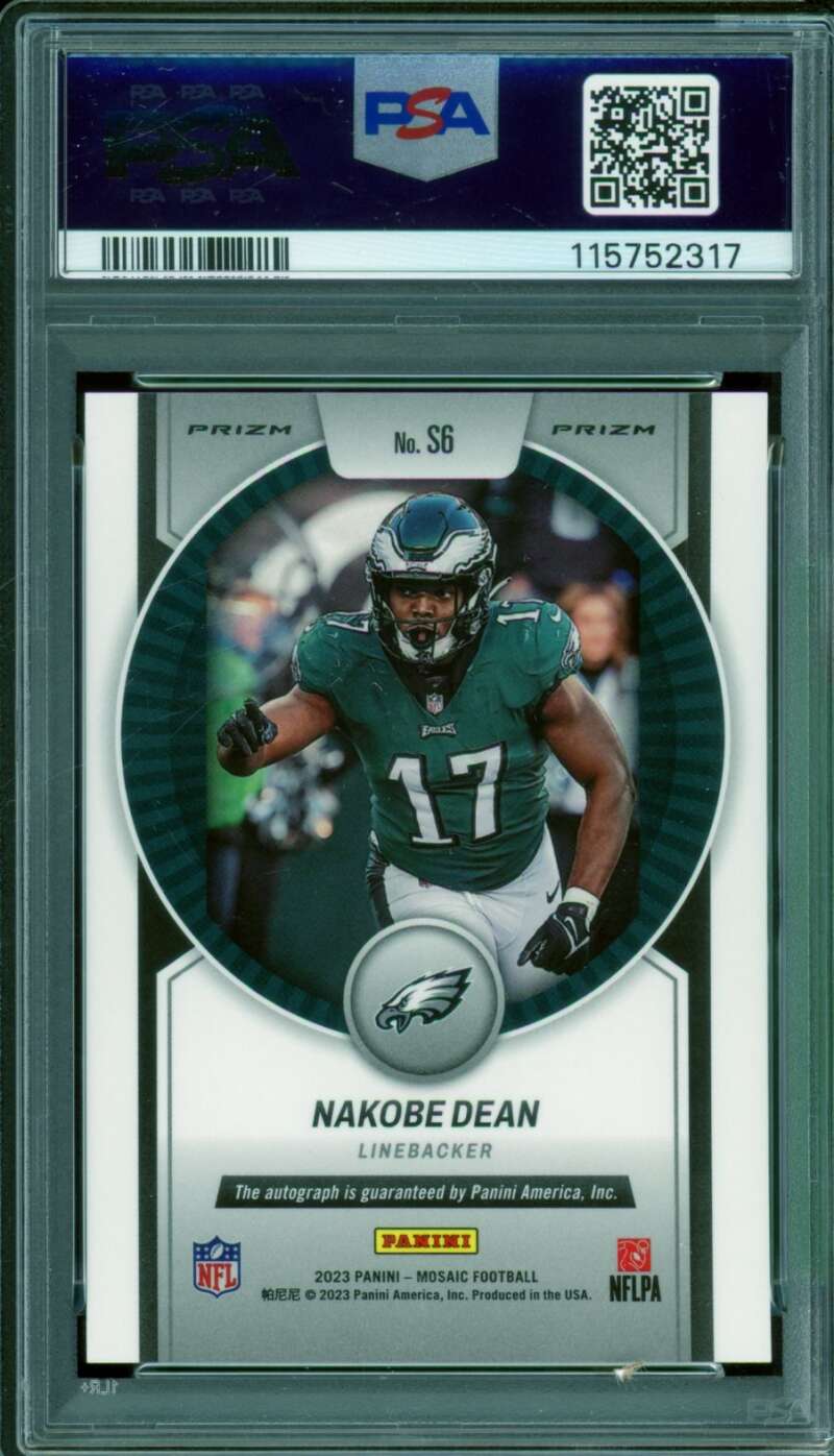 Nakobe Dean Card 2023 Mosaic Scripts (pop 9) #S6 PSA 10 Image 2