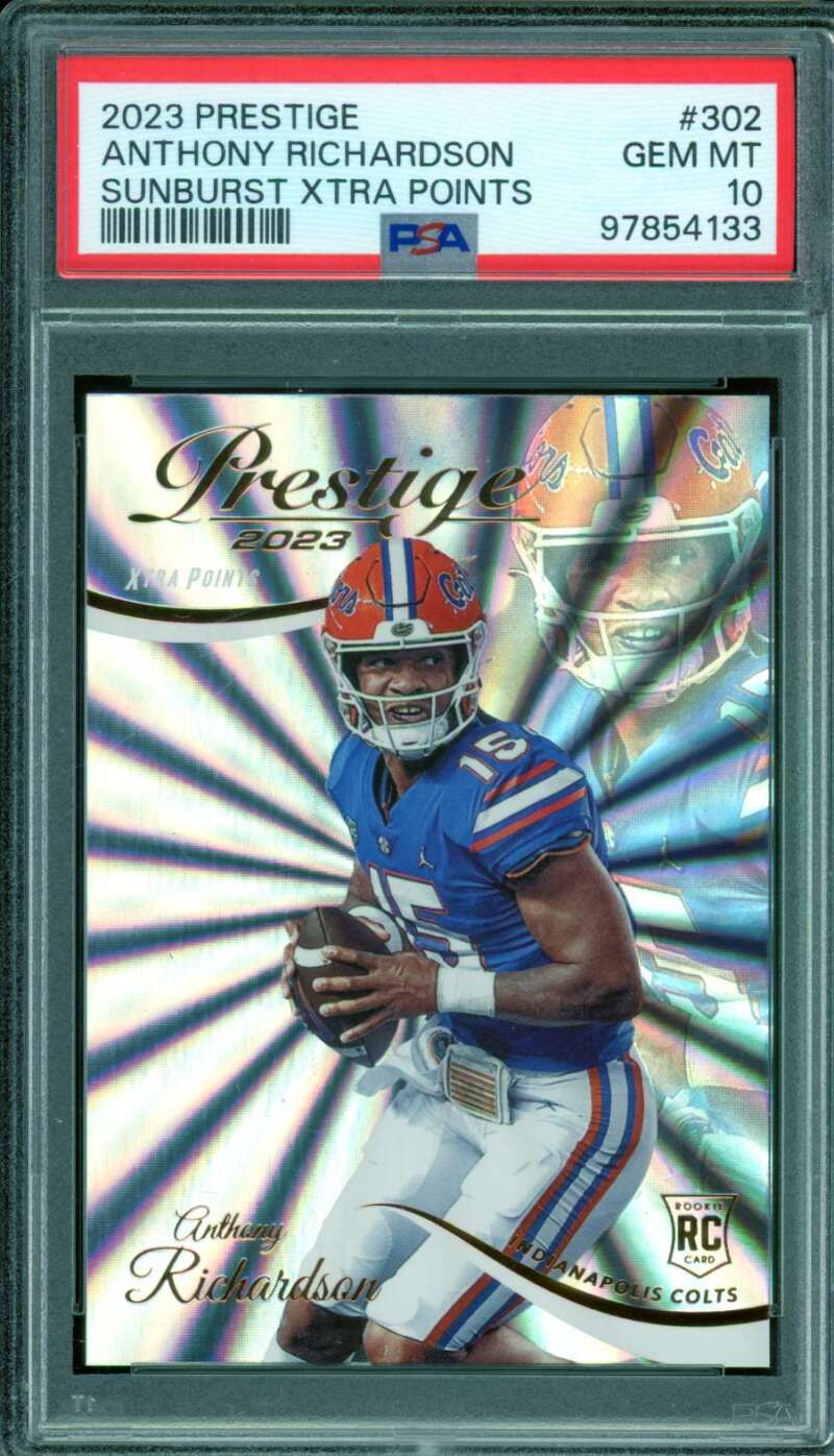 Anthony Richardson Rookie 2023 Prestige Sunburst Xtra Points (pop 9) #302 PSA 10 Image 1