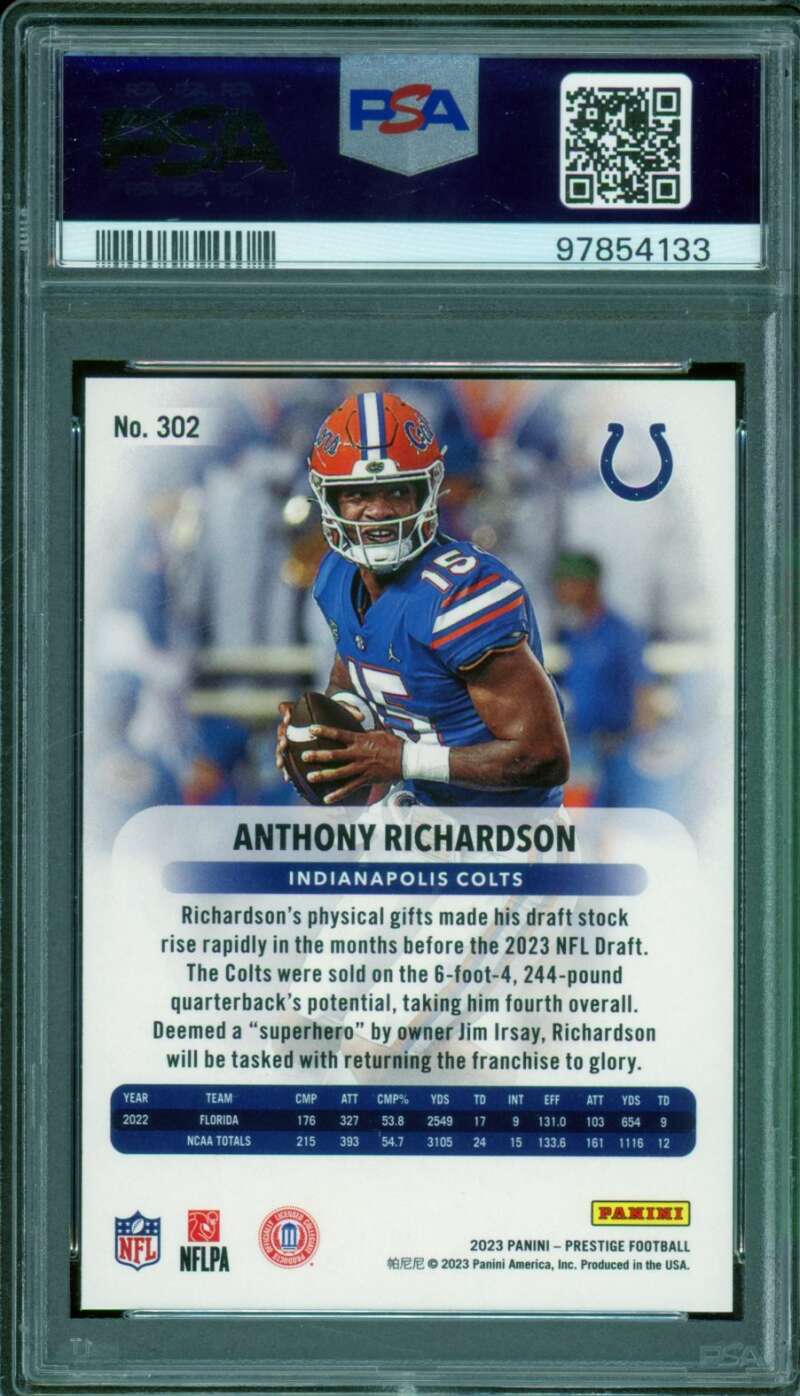 Anthony Richardson Rookie 2023 Prestige Sunburst Xtra Points (pop 9) #302 PSA 10 Image 2