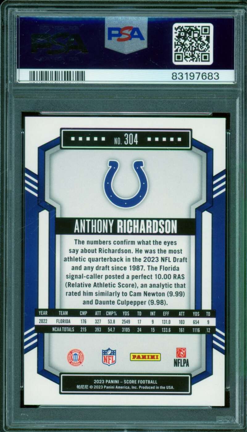 Anthony Richardson Rookie Card 2023 Score #304 PSA 10 Image 2