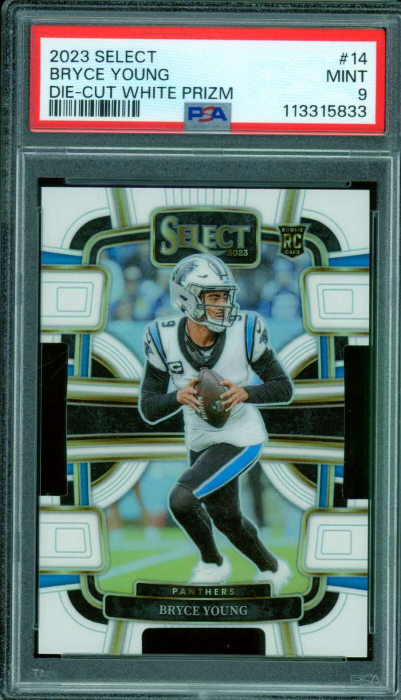 Bryce Young Rookie Card 2023 Select Die-Cut White Prizm (pop 4) #14 PSA 9 Image 1