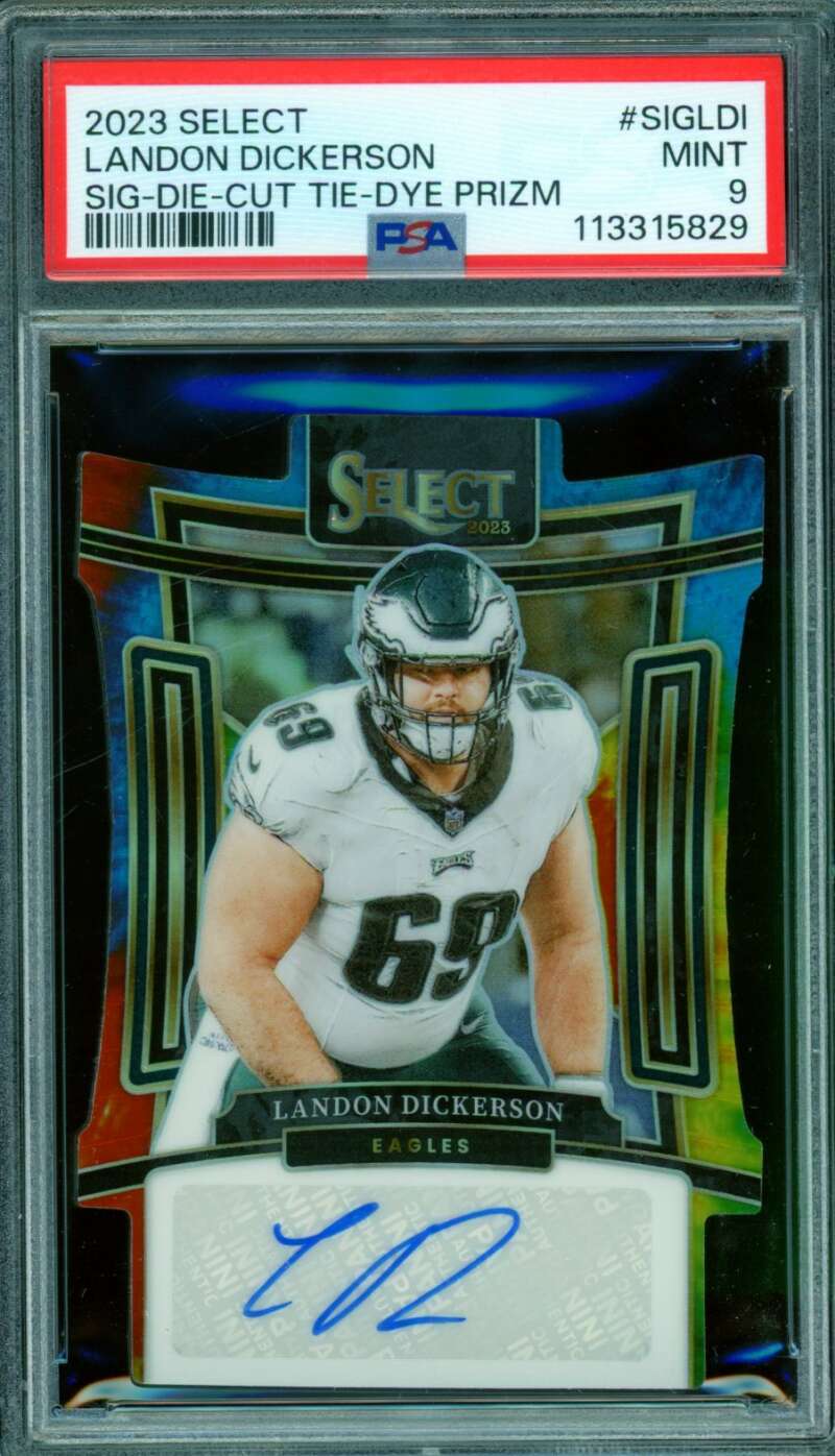 Landon Dickerson Rookie Card 2023 Select Sig Die Cut Tie Dye Prizm #Sigldi PSA 9 Image 1