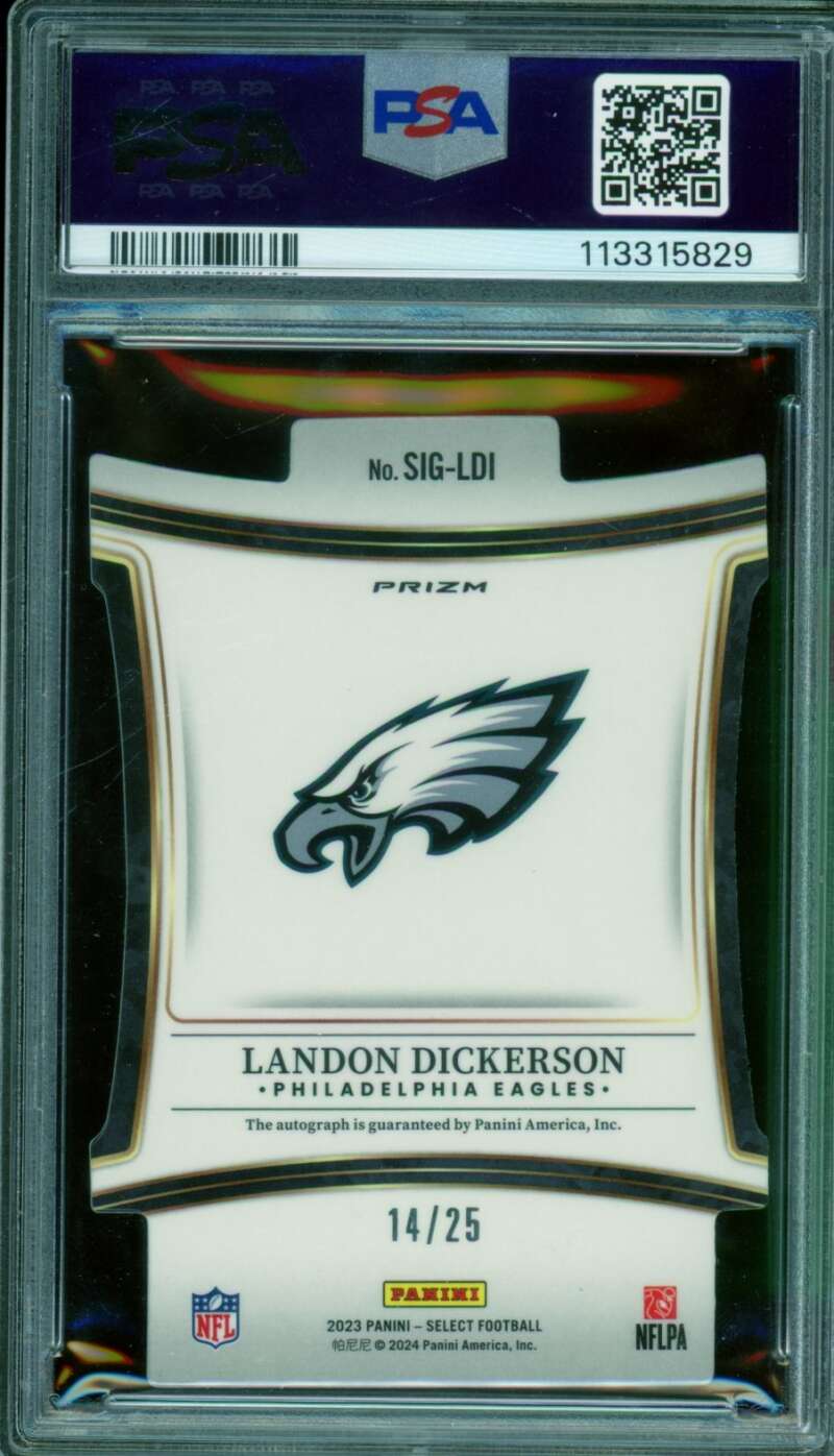 Landon Dickerson Rookie Card 2023 Select Sig Die Cut Tie Dye Prizm #Sigldi PSA 9 Image 2