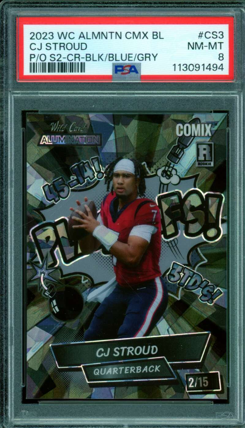 C.J. Stroud Rookie 2023 WC Alumni Comix S2 Blue/Black/Grey (2/15) #CS3 PSA 8 Image 1