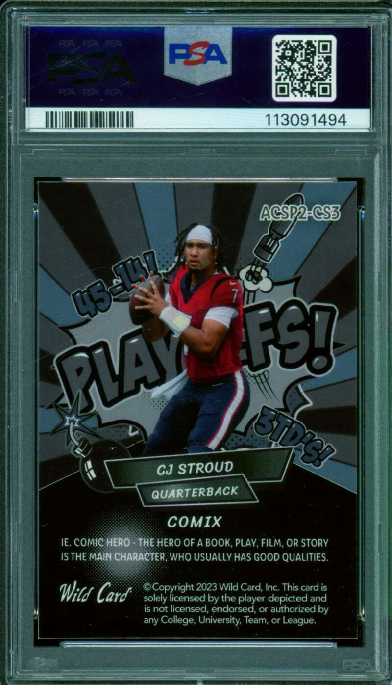 C.J. Stroud Rookie 2023 WC Alumni Comix S2 Blue/Black/Grey (2/15) #CS3 PSA 8 Image 2