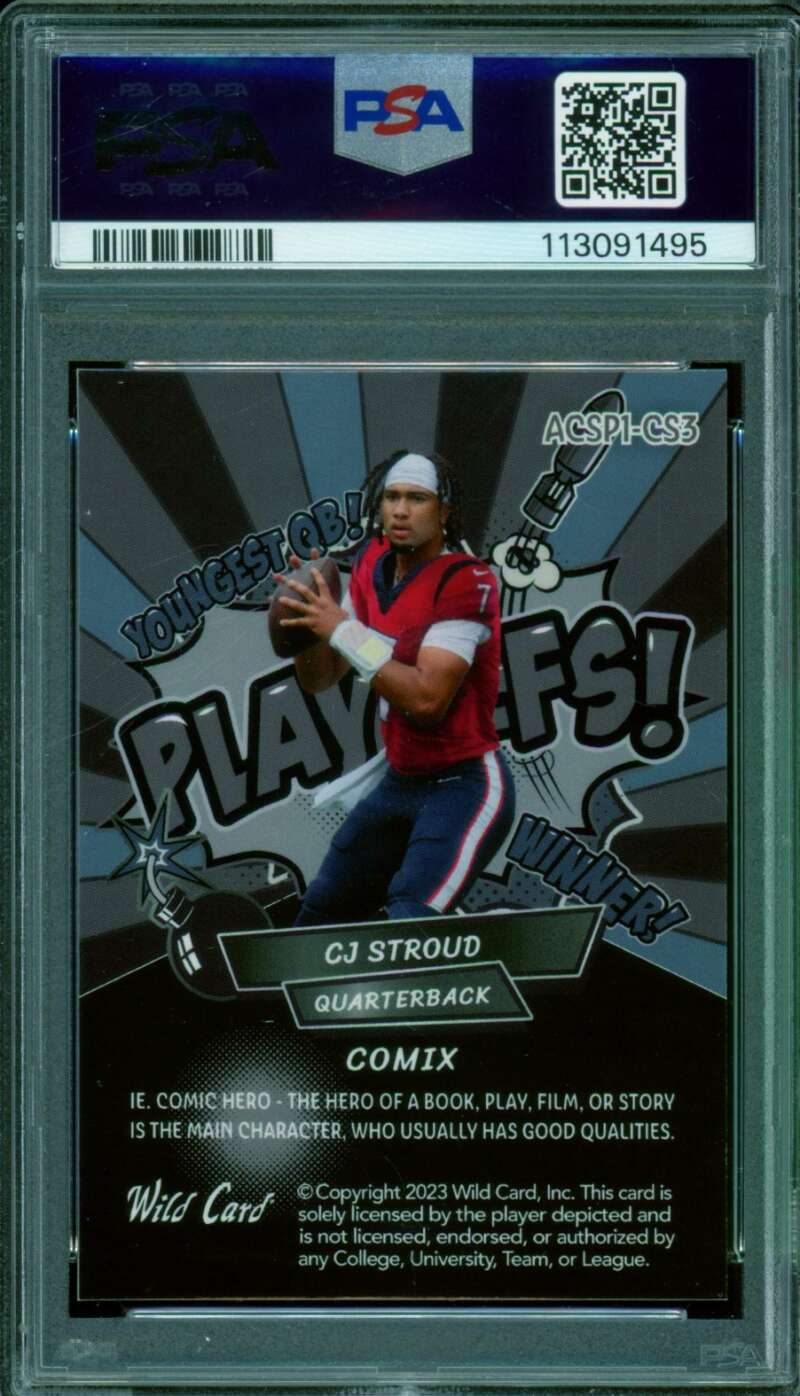 C.J. Stroud Rookie 2023 WC Alumni Comix S1 Blue/Black/Grey (9/15) #CS3 PSA 8 Image 2