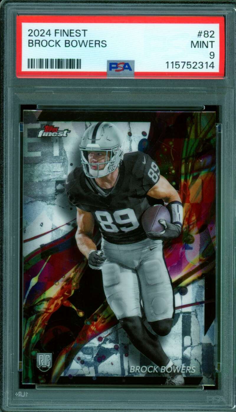 Brock Bowers Rookie Card 2024 Finest #82 PSA 9 Image 1