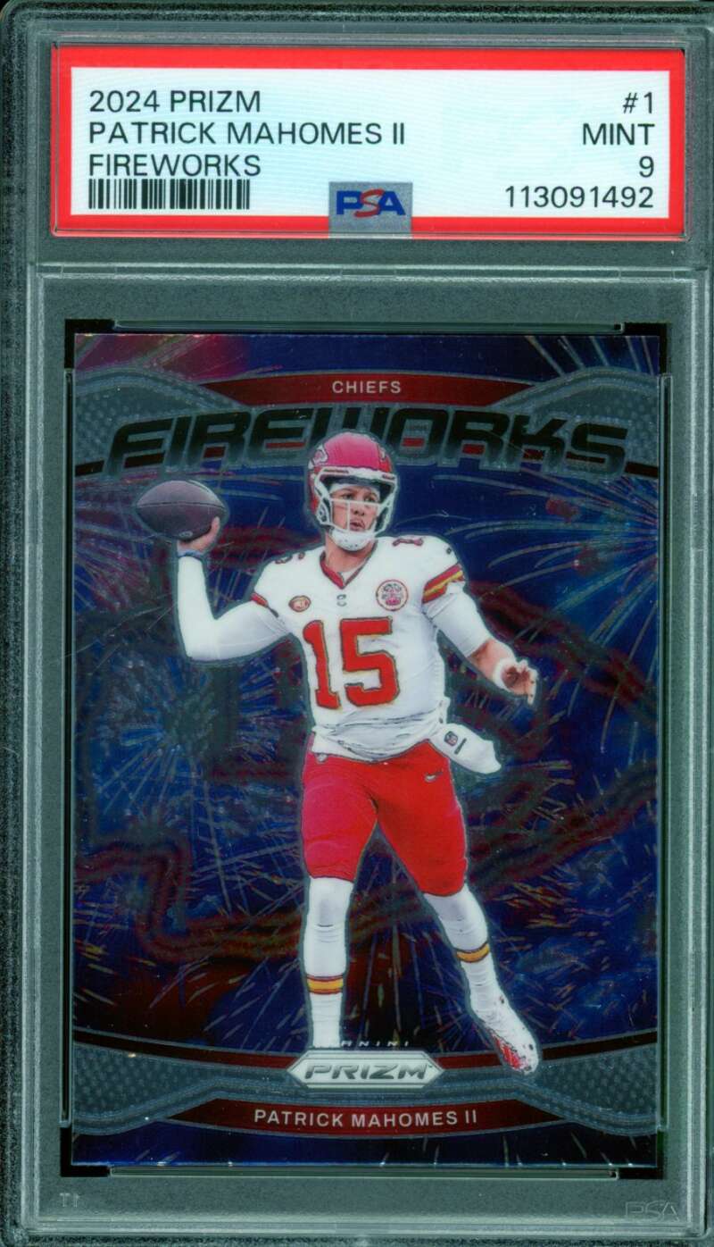 Patrick Mahomes II Card 2024 Prizm # Fireworks #1 PSA 9 Image 1