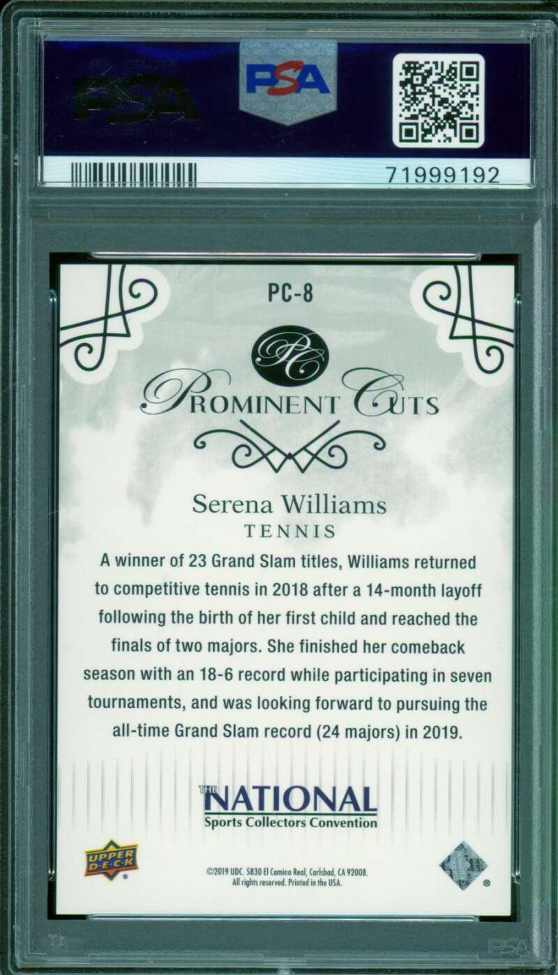 Serena Williams 2019 Upper Deck National Prominents Cuts (pop 7) #PC-8 PSA 10 Image 2