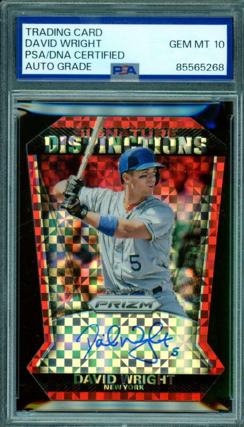 David Wright 2015 Panini Prizm Signature Distinctions DC Red #6 PSA/DNA 10 Image 1