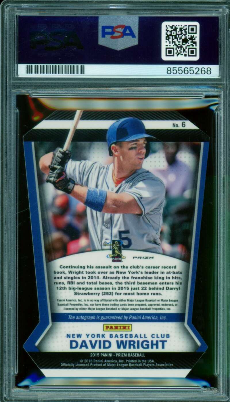 David Wright 2015 Panini Prizm Signature Distinctions DC Red #6 PSA/DNA 10 Image 2