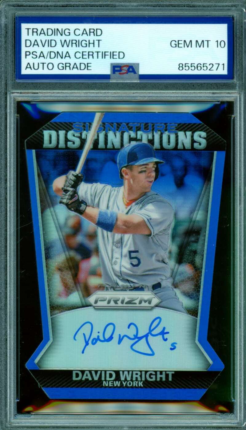 David Wright 2015 Panini Prizm Signature Distinctions DC Blue #6 PSA/DNA 10 Image 1