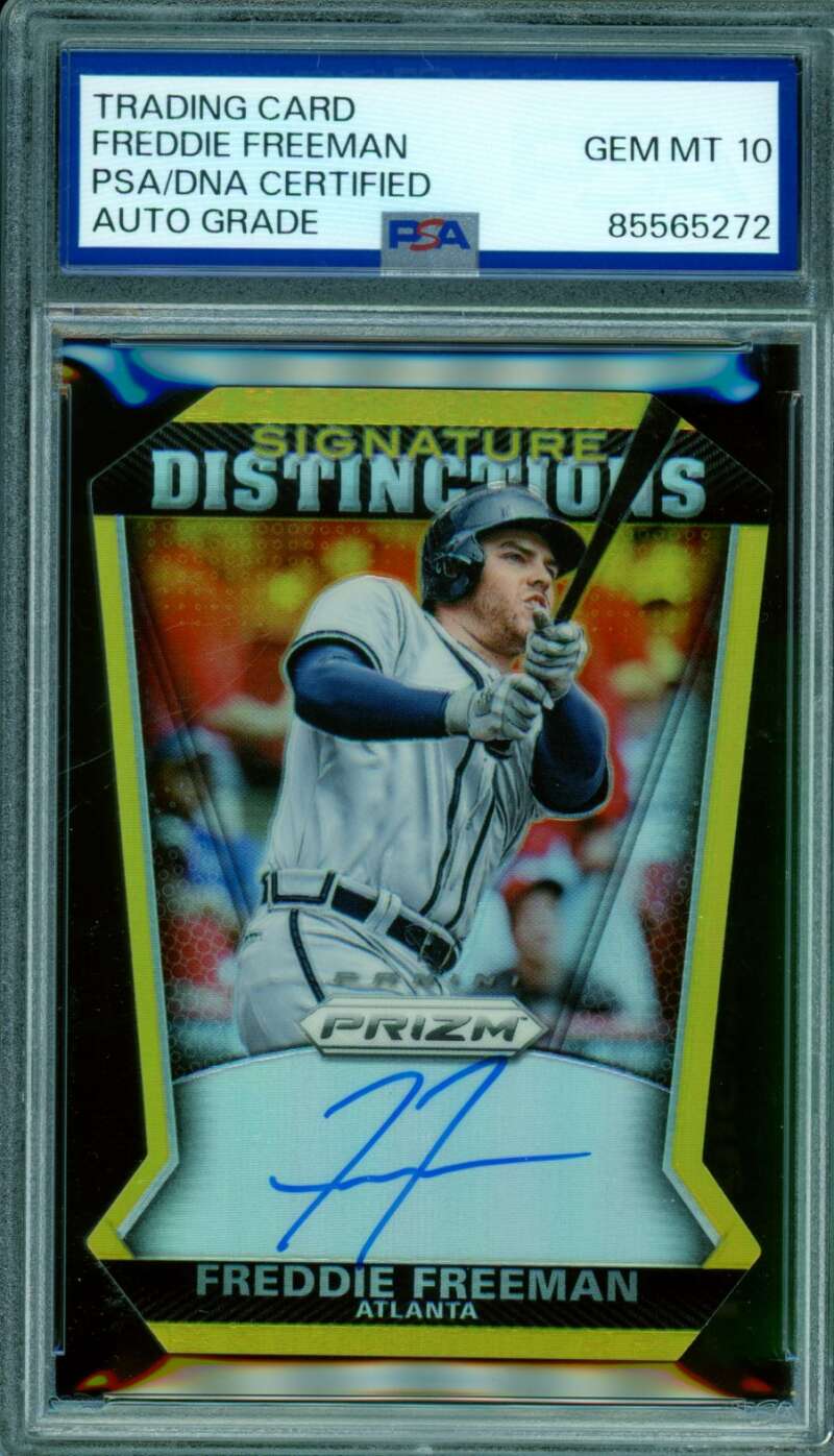 Freddie Freeman 2015 Panini Prizm Signature Distinctions DC Gold #5 PSA/DNA 10 Image 1