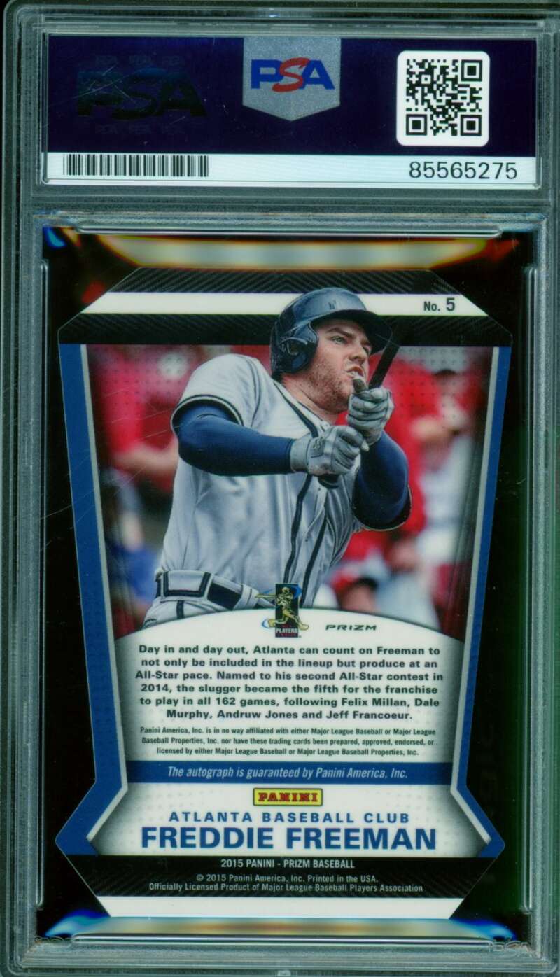 Freddie Freeman 2015 Prizm Signature Distinctions DC Purple #5 PSA/DNA 10 Image 2