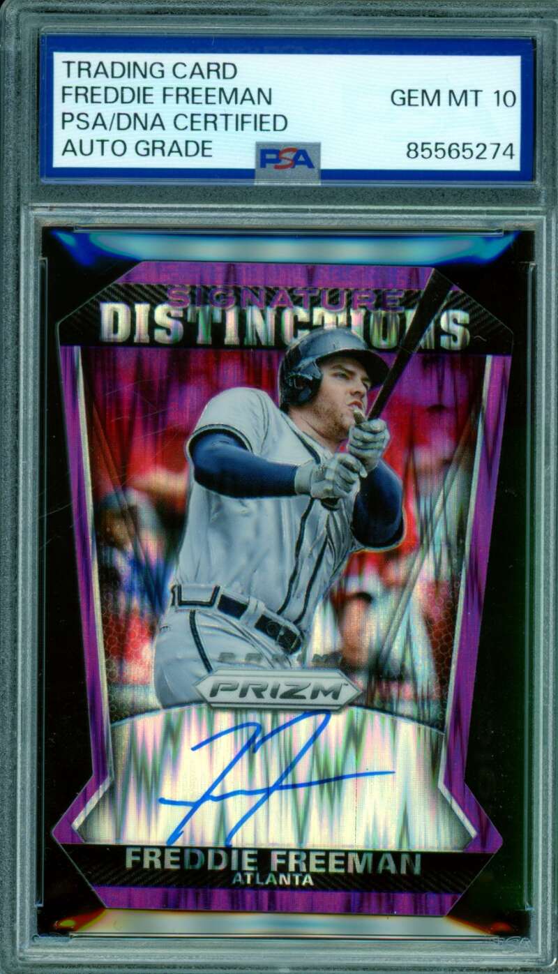 Freddie Freeman 2015 Prizm Signature Distinctions DC Purple #5 PSA/DNA 10 Image 1