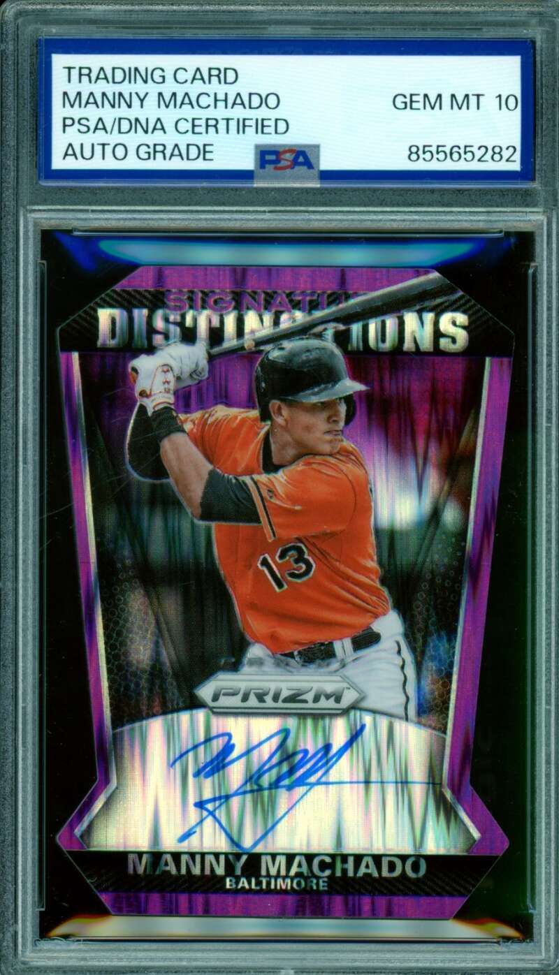 Manny Machado 2015 Panini Prizm Signature Distinctions DC Purple #4 PSA/DNA 10 Image 1