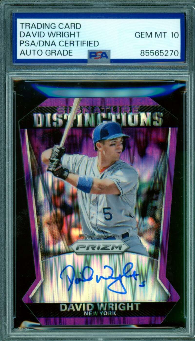 David Wright 2015 Panini Prizm Signature Distinctions DC Purple #6 PSA/DNA 10 Image 1