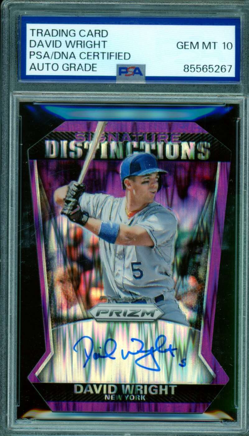 David Wright 2015 Panini Prizm Signature Distinctions DC Purple #6 PSA/DNA 10 Image 1