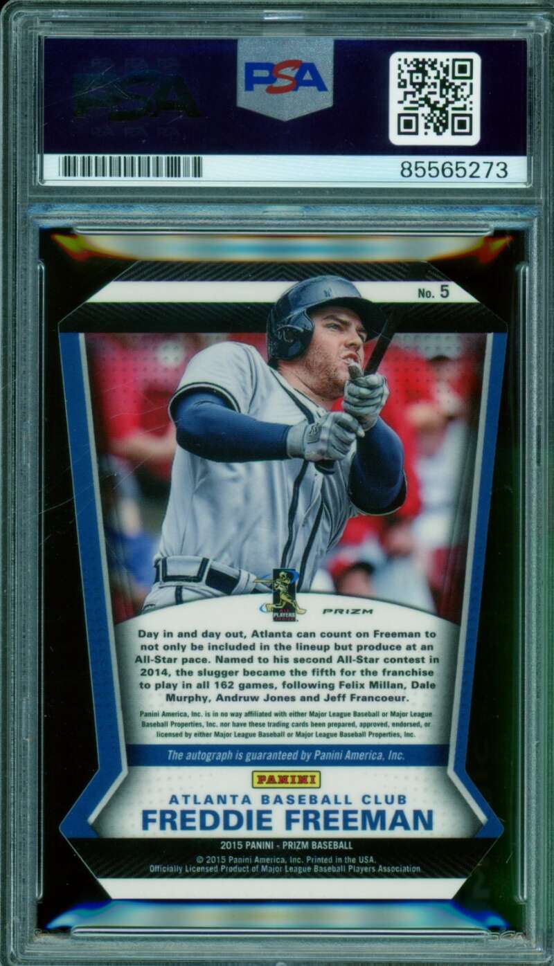 Freddie Freeman 2015 Panini Prizm Signature Distinctions DC Dyed #5 PSA/DNA 10 Image 2