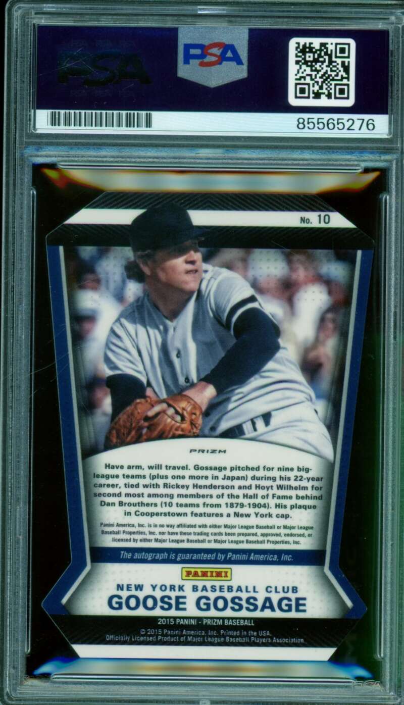 Rich Gossage 2015 Panini Prizm Signature Distinctions DC Dyed #10 PSA/DNA 10 Image 2