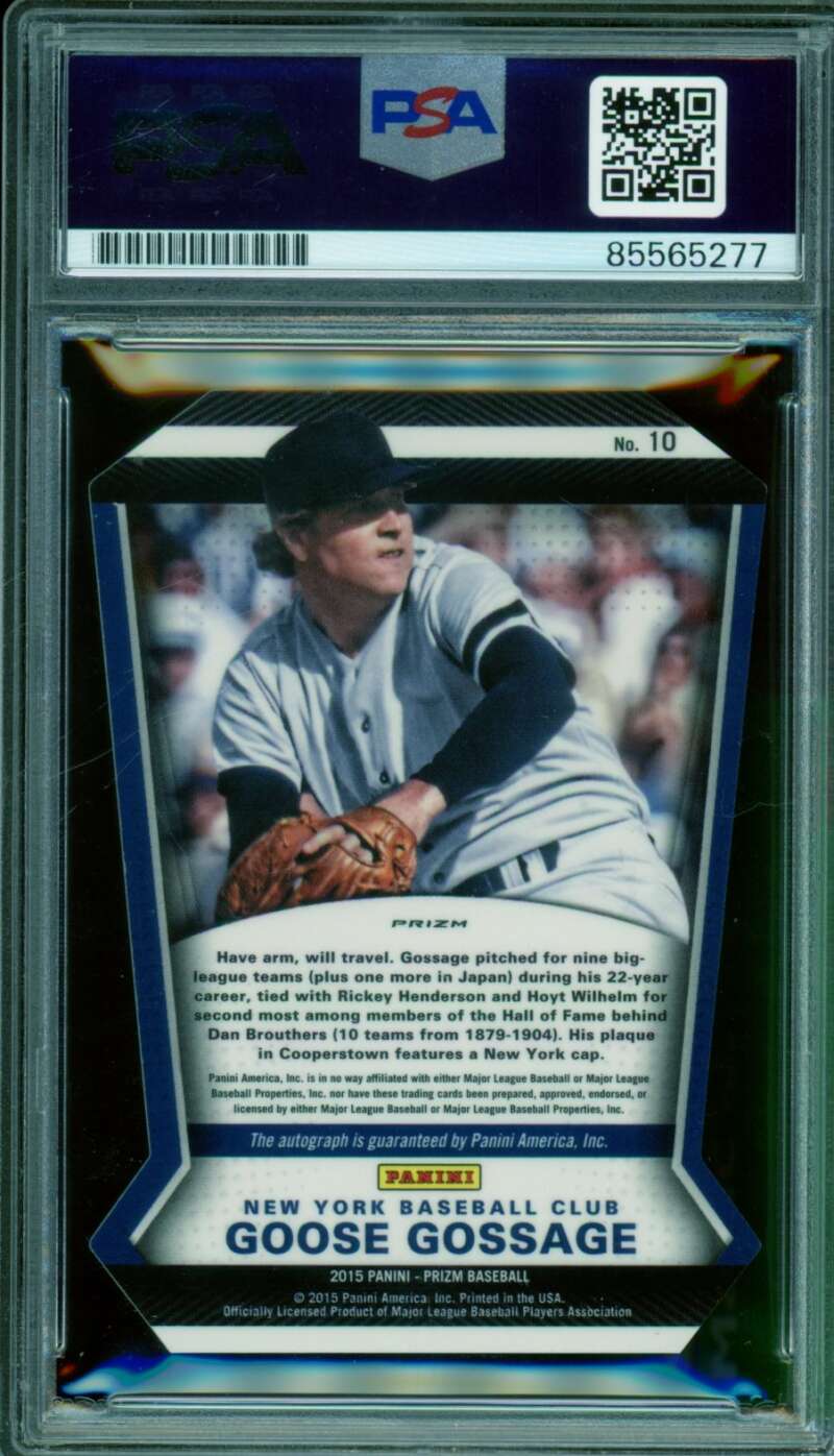 Rich Gossage 2015 Panini Prizm Signature Distinctions DC Dyed #10 PSA/DNA 10 Image 2