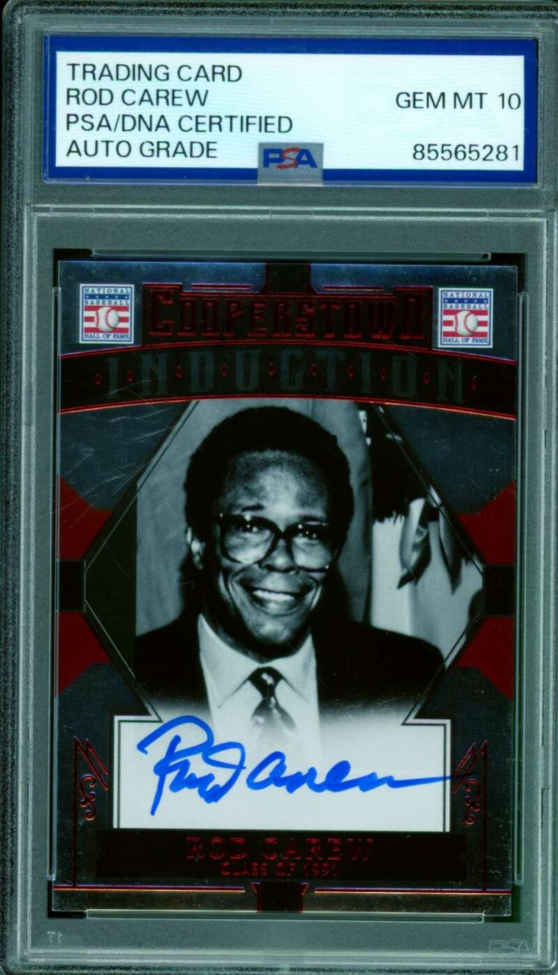 Rod Carew Card 2015 Panini Cooperstown Induction Signatures Red #42 PSA/DNA 10 Image 1