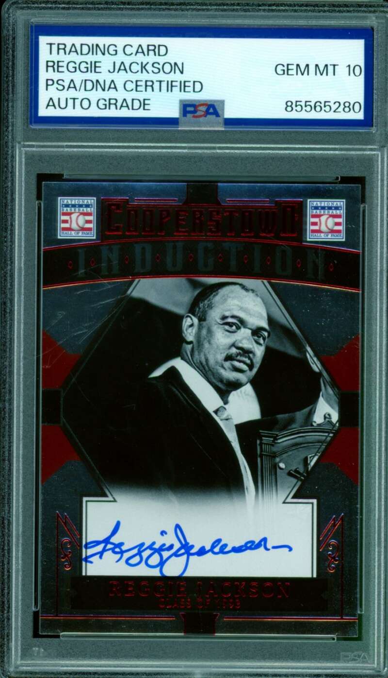 Reggie Jackson 2015 Panini Cooperstown Induction Signatures Red #38 PSA/DNA 10 Image 1