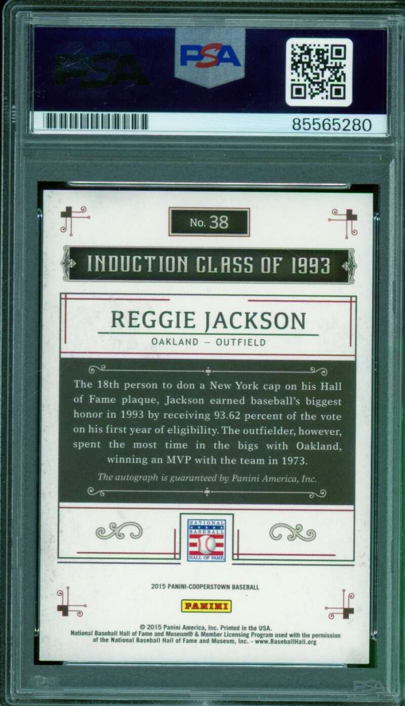Reggie Jackson 2015 Panini Cooperstown Induction Signatures Red #38 PSA/DNA 10 Image 2