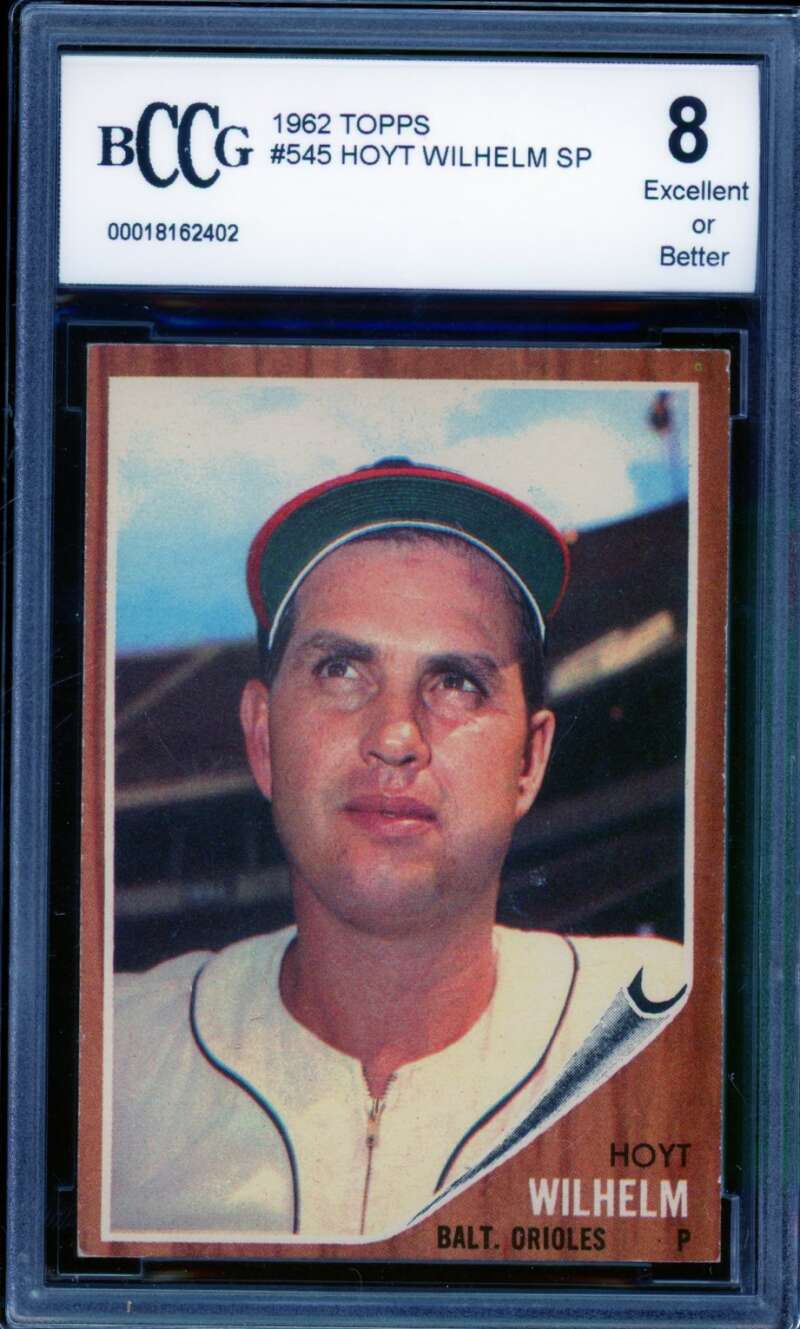 1962 Topps #545 Hoyt Wilhelm Card BGS BCCG 8 Excellent+ Image 1