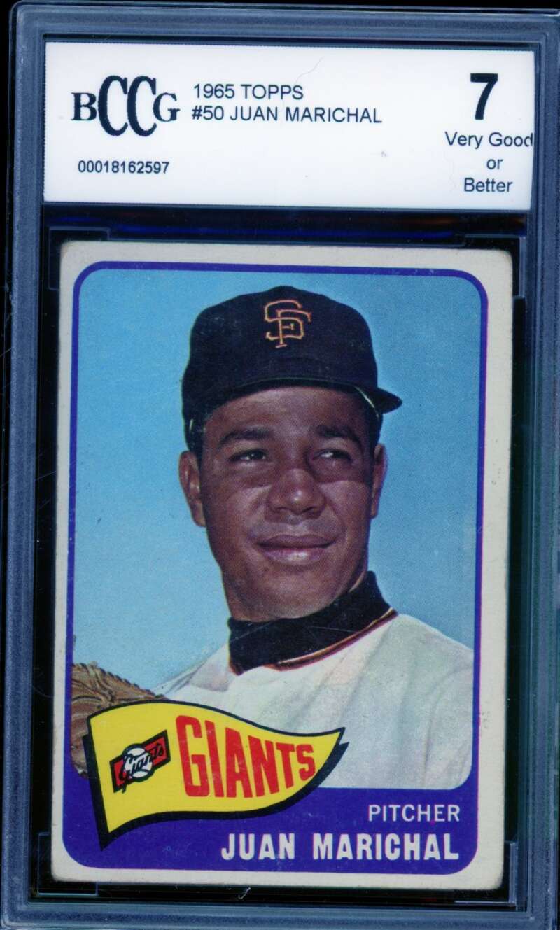 1965 Topps #50 Juan Marichal Card BGS BCCG 7 Very Good+ Image 1