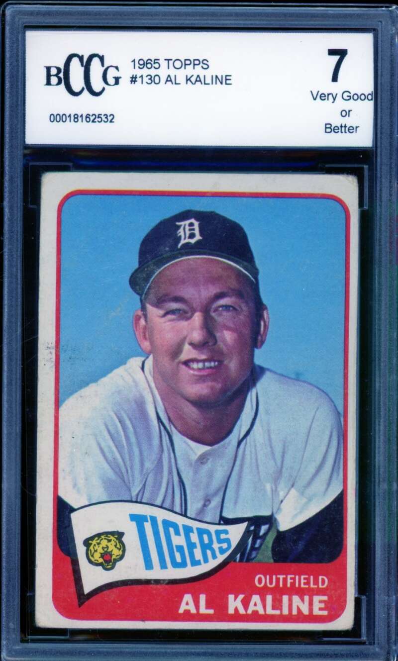 1965 Topps #130 Al Kaline Card BGS BCCG 7 Very Good+ Image 1